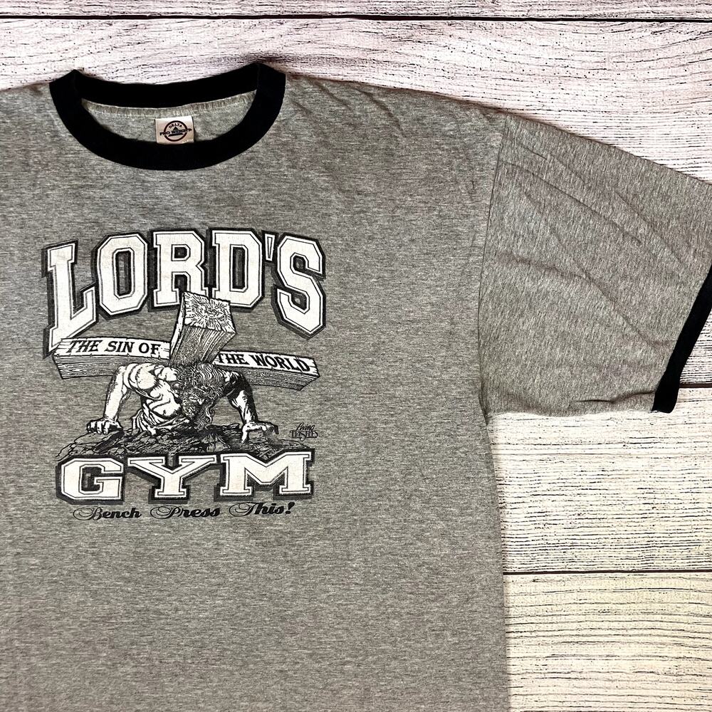 Vintage Lord's Gym "His Pain Is Your Gain" Ringer T-shirt